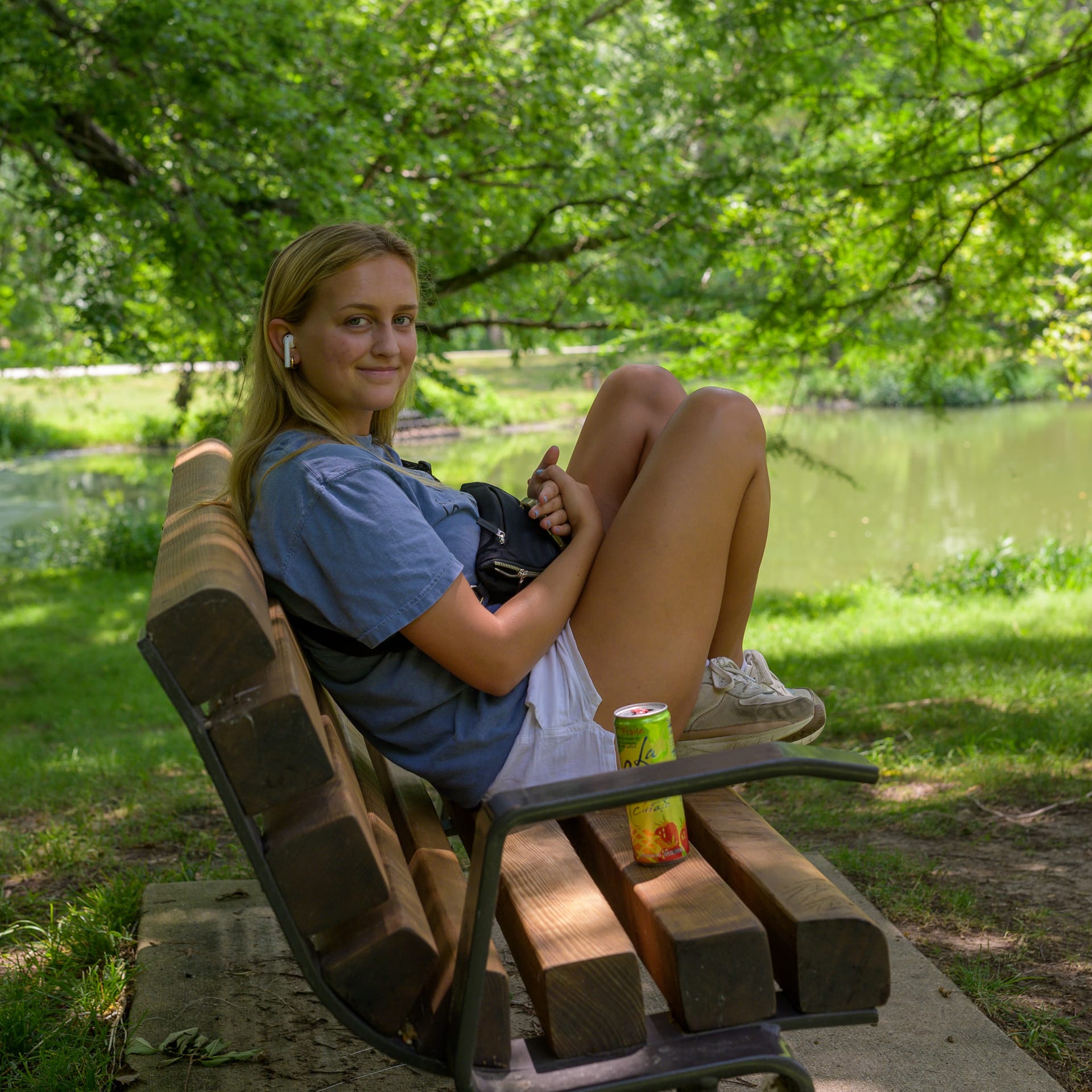 Blonde on a bench